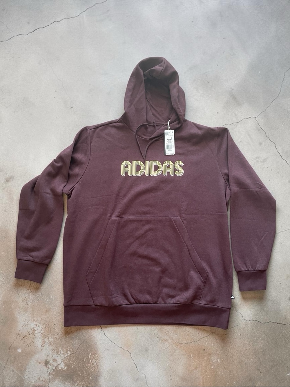 Adidas Men's Brown Pullover Hoodie with Gold Logo Size 3XLT NWT
